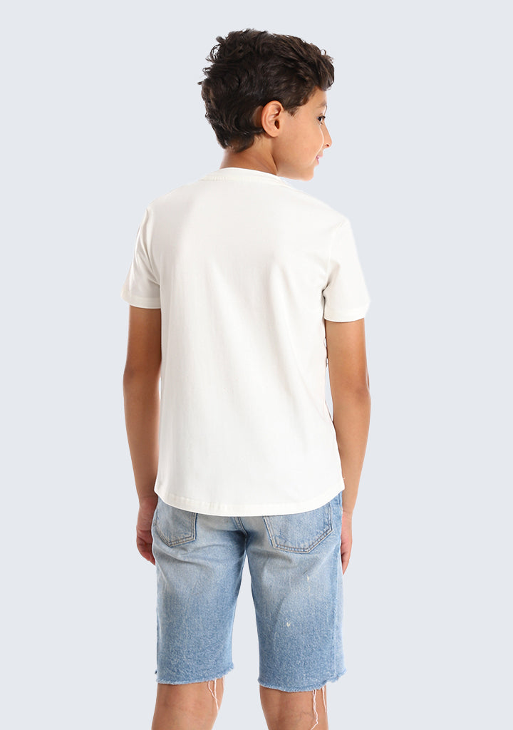 Kids Palm leaves short sleeved pocketed T-shirt