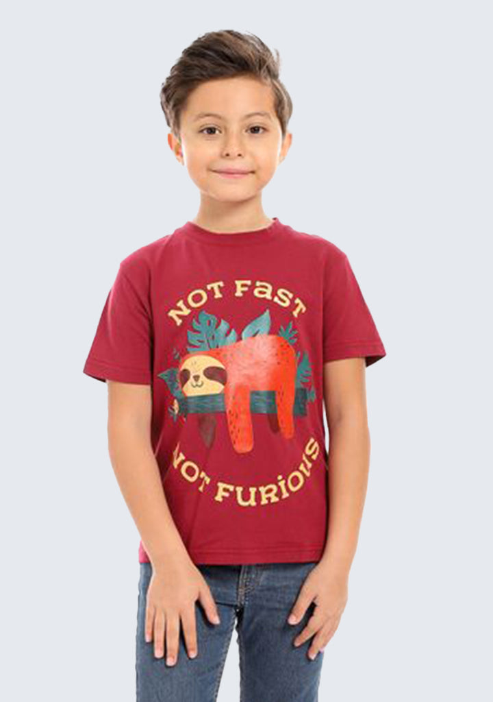 Kids Printed Cotton T-shirt 'Not Fast Not Furious'