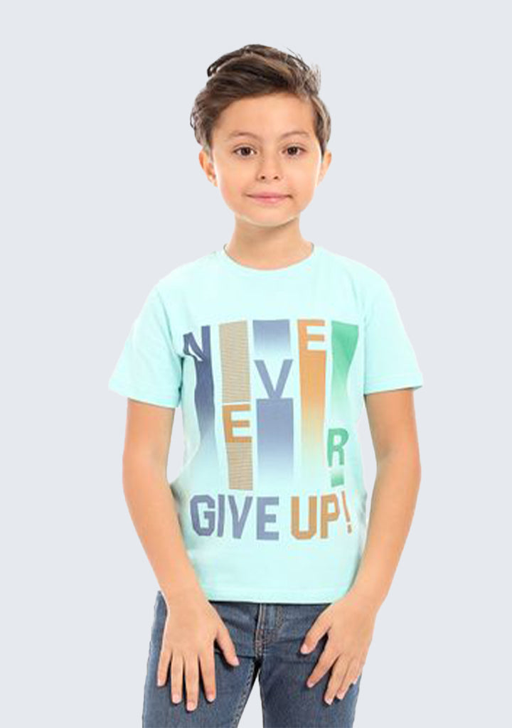Kids Printed Cotton T-shirt 'Never Give Up'