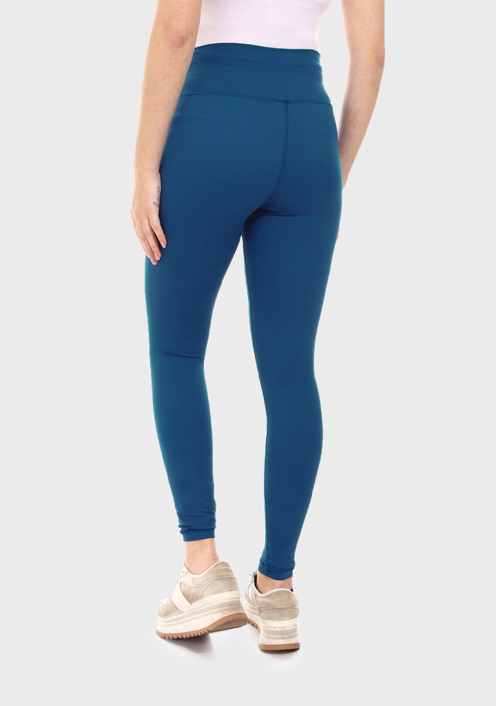 Plain Sportive Stretch Leggings-TEAL BLUE