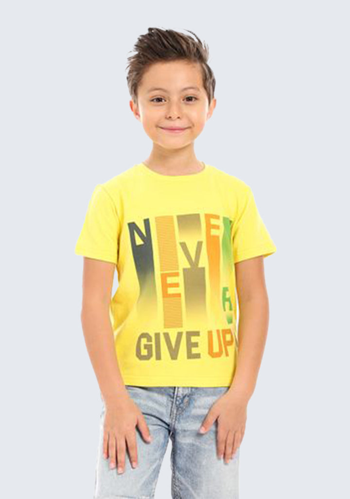 Kids Printed Cotton T-shirt 'Never Give Up'