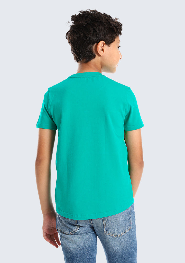 Kids Palm leaves short sleeved pocketed T-shirt