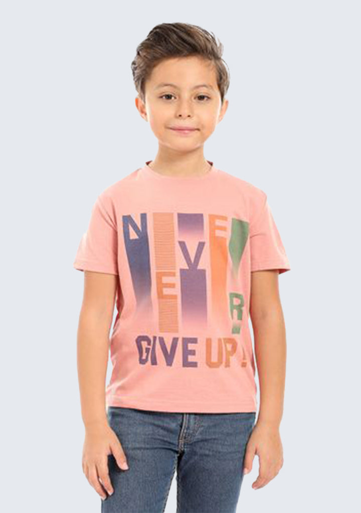 Kids Printed Cotton T-shirt 'Never Give Up'