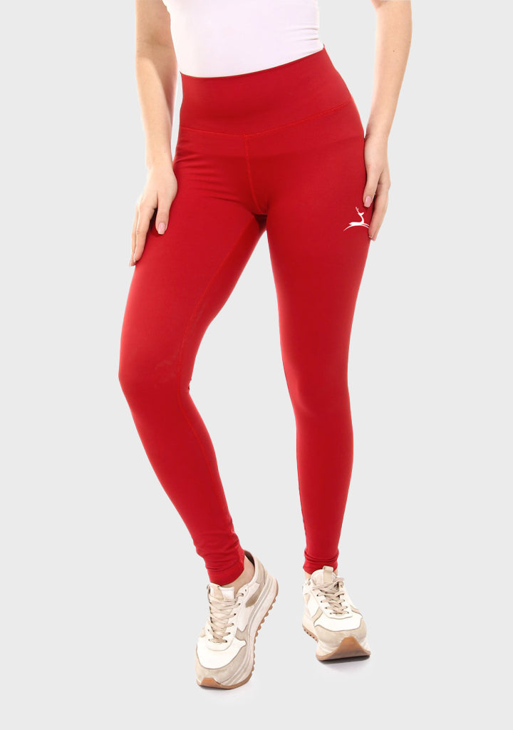 Plain Sportive stretch leggings-Red