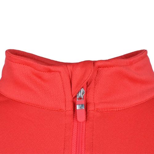 Bi-Toned Women Sportive Quarter Zipper Shirt-Red*Gray