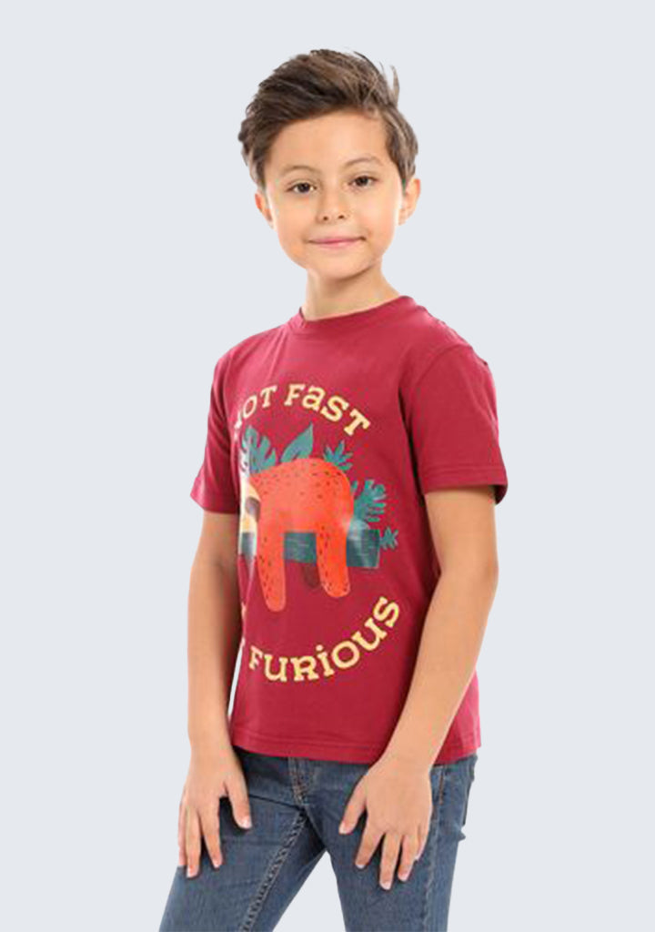 Kids Printed Cotton T-shirt 'Not Fast Not Furious'