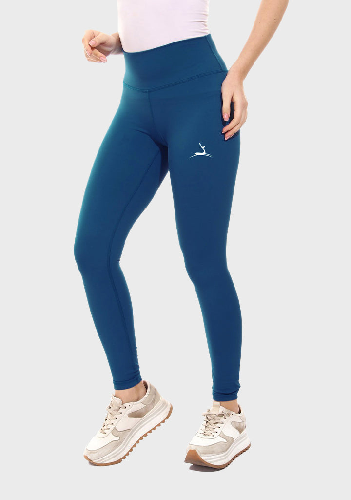 Plain Sportive Stretch Leggings-TEAL BLUE