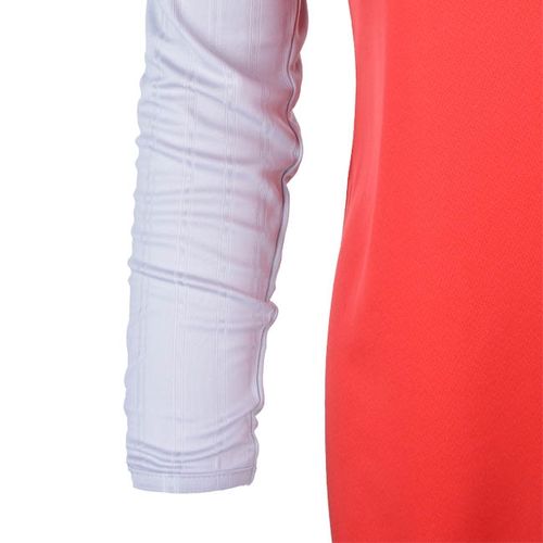 Bi-Toned Women Sportive Quarter Zipper Shirt-Red*Gray
