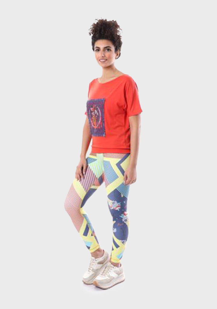 Set Of Doe Sports Legging And T-shirt - Abstract Pattern