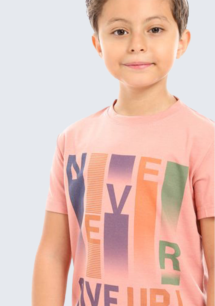 Kids Printed Cotton T-shirt 'Never Give Up'