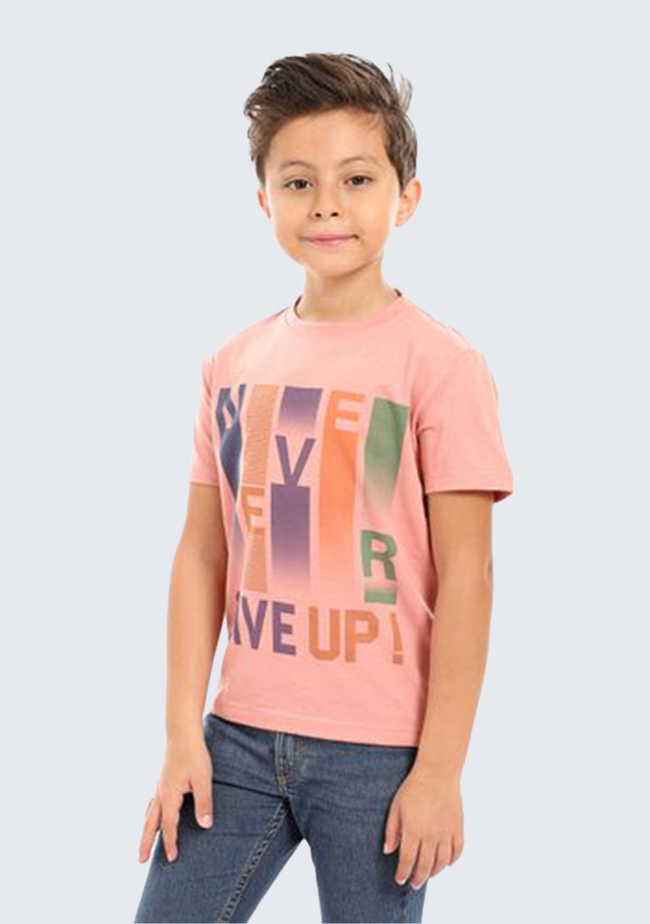 Kids Printed Cotton T-shirt 'Never Give Up'