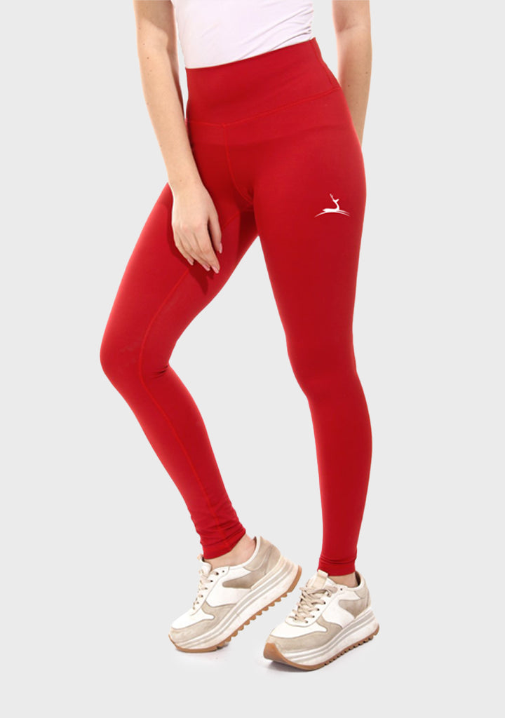 Plain Sportive stretch leggings-Red