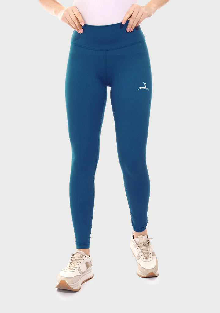 Plain Sportive Stretch Leggings-TEAL BLUE