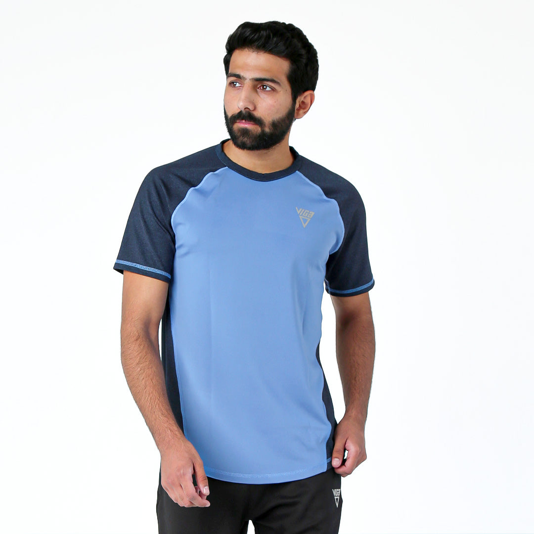 Double face Performance t-shirt - Aqua Blue