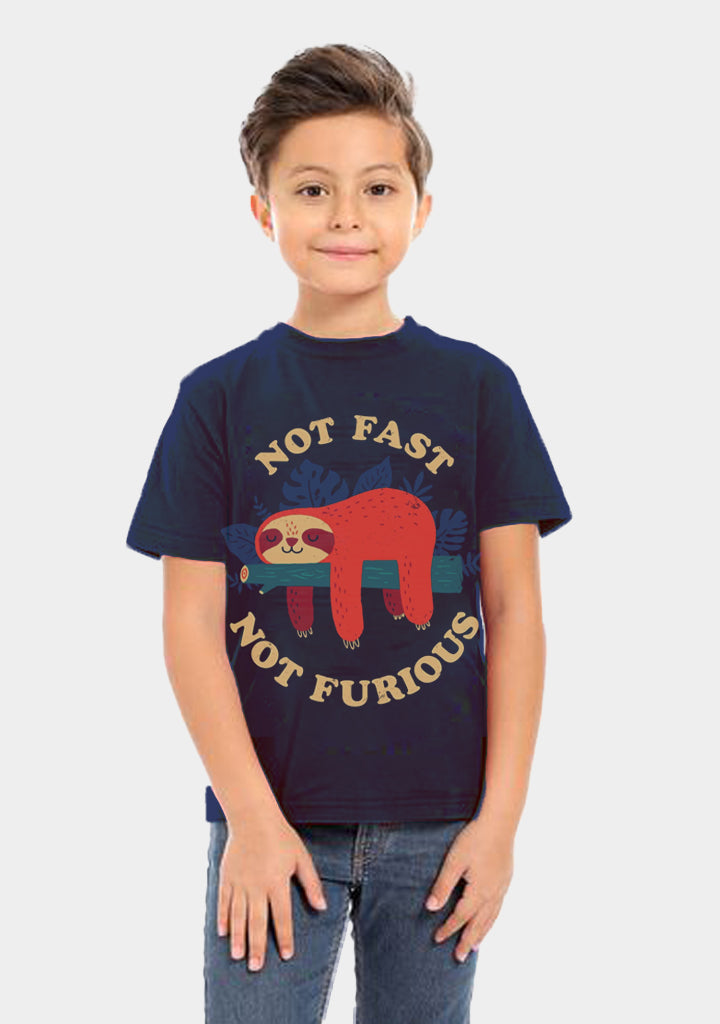 Kids Printed Cotton T-shirt 'Not Fast Not Furious'
