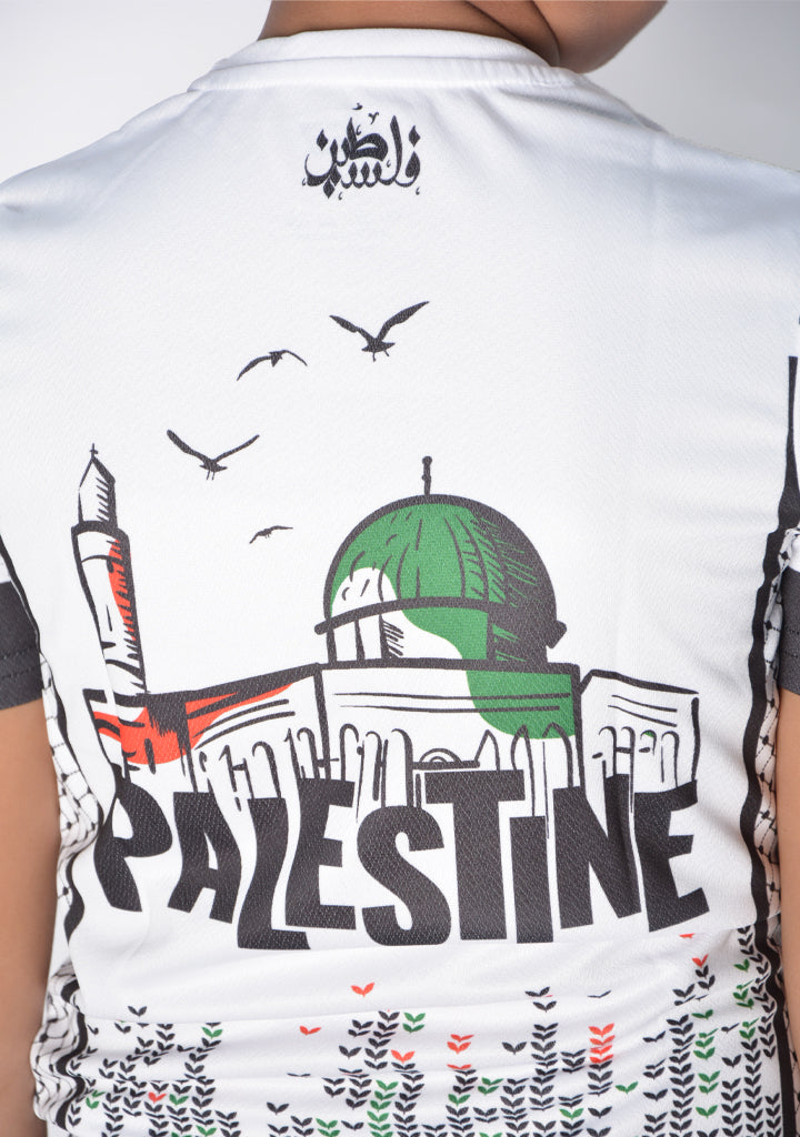 Kids Palestine White Soccer T-shirt