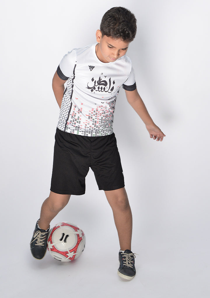Kids Palestine White Soccer T-shirt