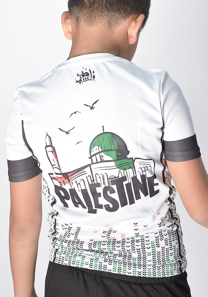 Kids Palestine White Soccer T-shirt
