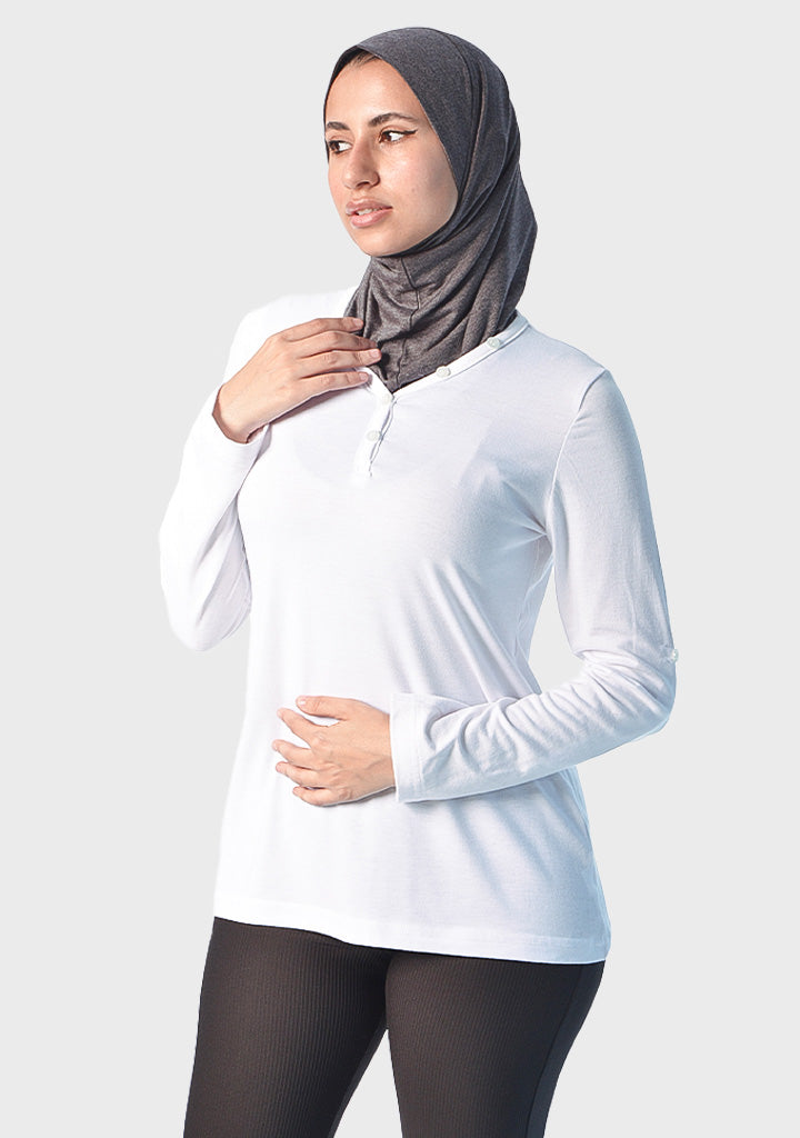 Women Henley Shirt Long Or 3/4 Sleeve