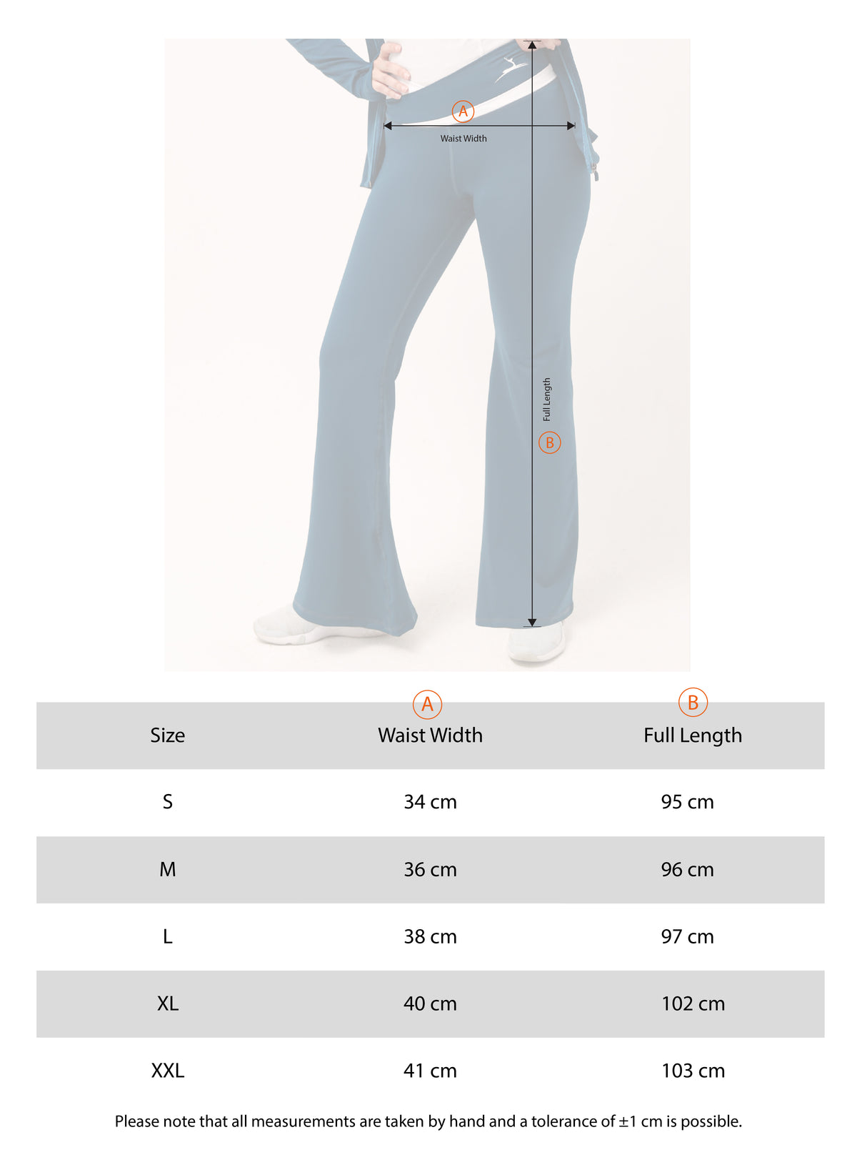 Doe ToneTwo Flare Pants size chart
