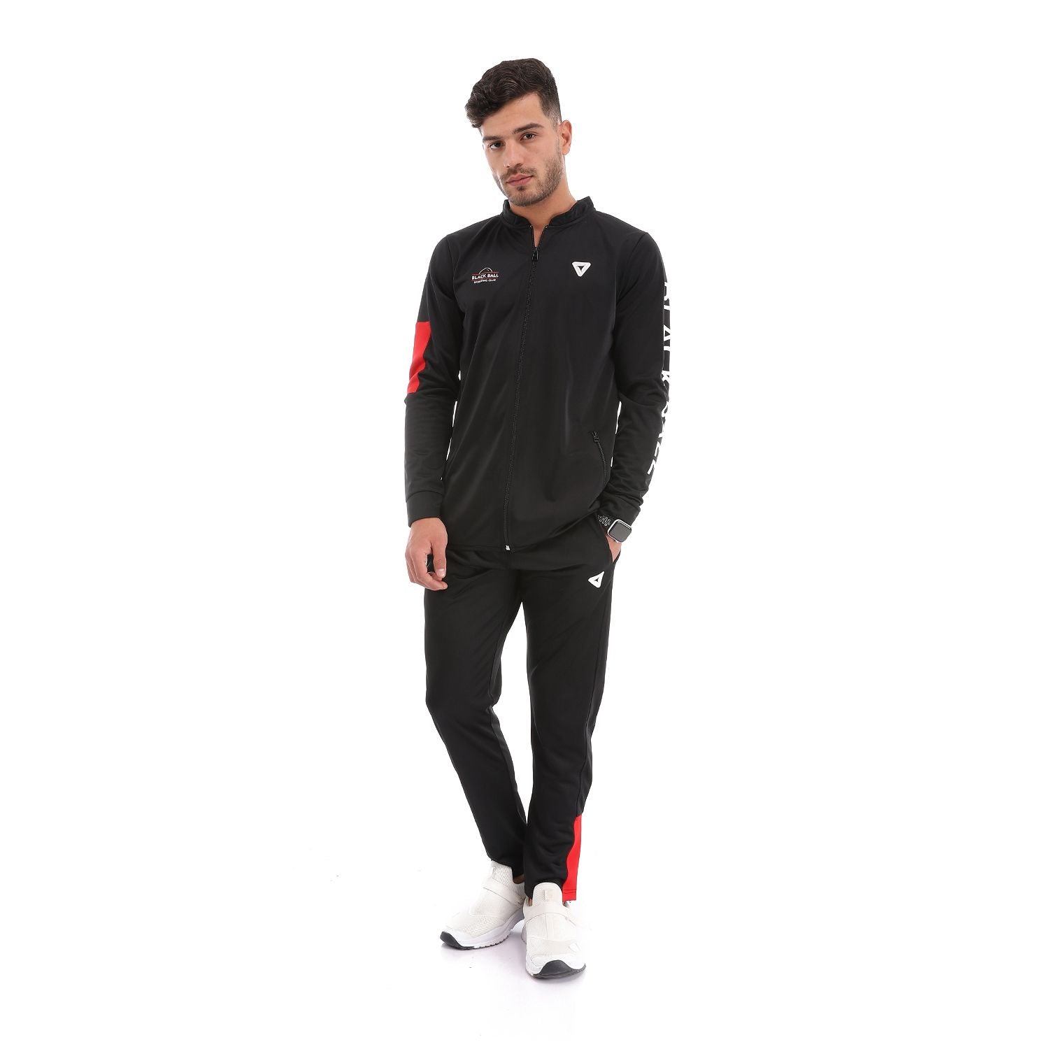 Black ball "Unisex" Active Training Set Of Pant And Jacket-Black*Red - Champsland