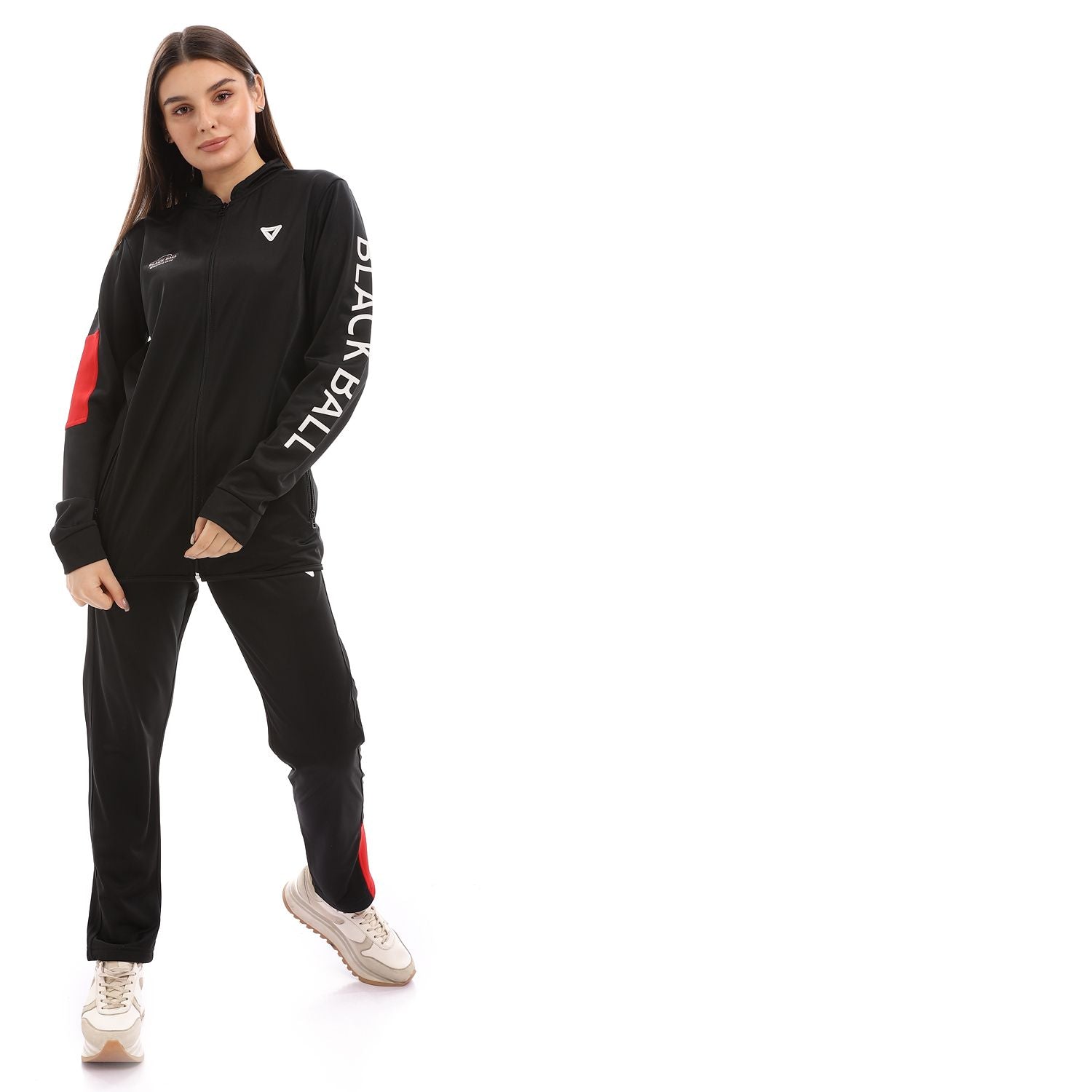 Black ball "Unisex" Active Training Set Of Pant And Jacket-Black*Red - Champsland