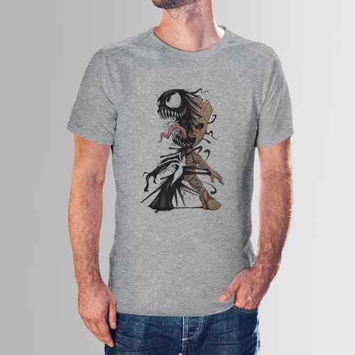 Men Half Sleeved Printed T-shirt-Groot