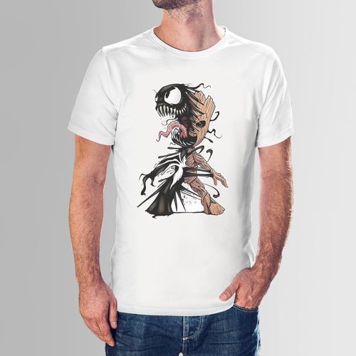 Men Half Sleeved Printed T-shirt-Groot