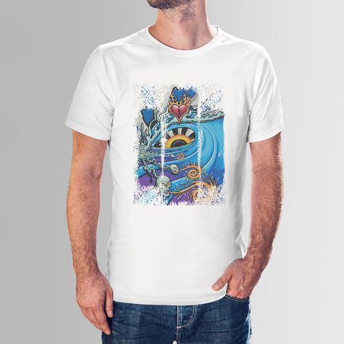 Men Half Sleeved Printed T-shirt-Sea