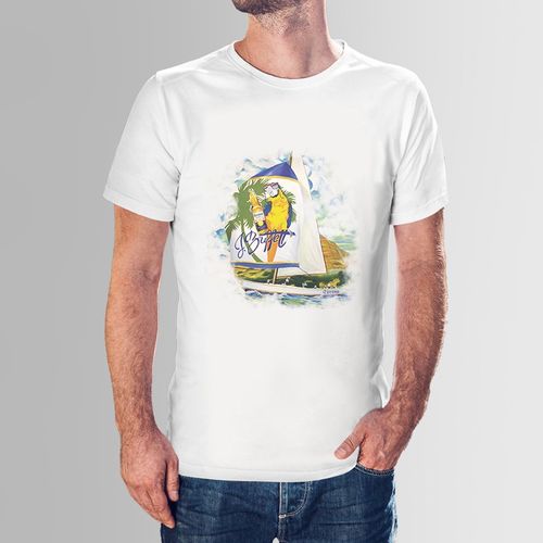 Men Half Sleeved Printed T-shirt- Corona Parrot