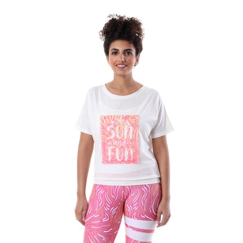 Set Of Doe Sports Legging And T-shirt - Summer Pink Pattern