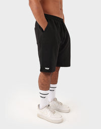 Black Viga 24/7 Shorts — oversized cotton shorts for men