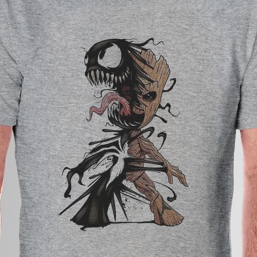 Men Half Sleeved Printed T-shirt-Groot