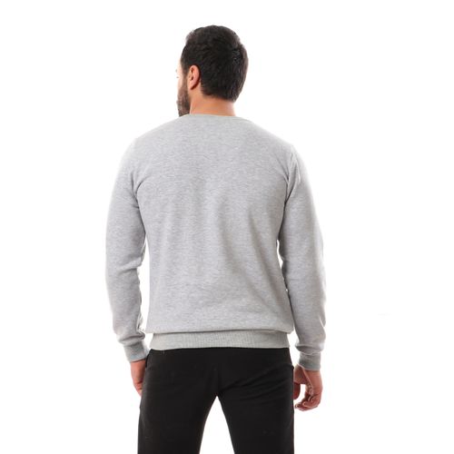 Round Neck Plain Capitone Sweatshirt For Men