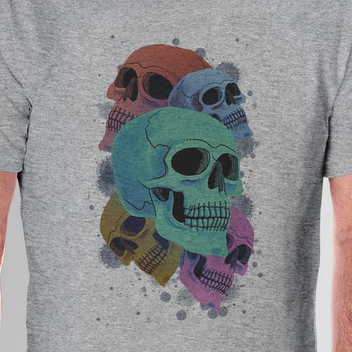 Men Half Sleeved Printed T-shirt-Scattered Skulls