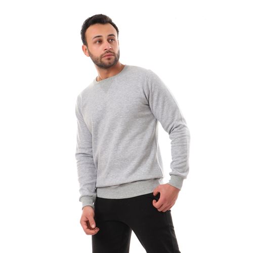 Round Neck Plain Capitone Sweatshirt For Men