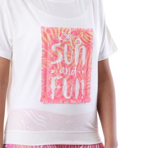 Set Of Doe Sports Legging And T-shirt - Summer Pink Pattern