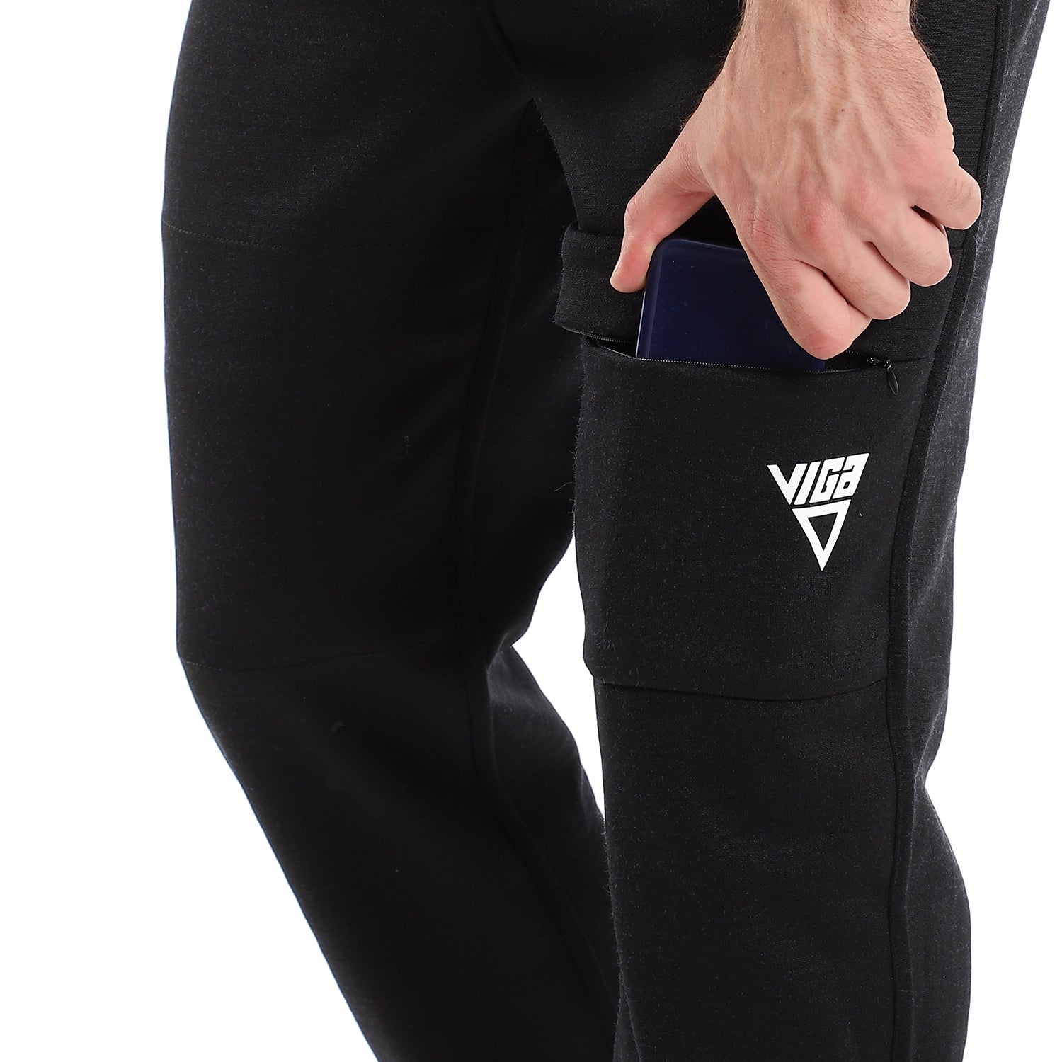 "VIGA" double face sweatpants- Heather Blue*Black