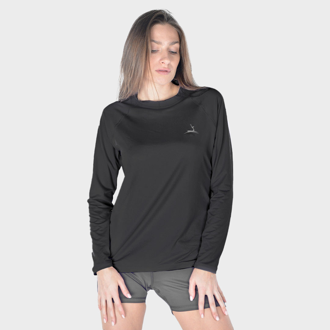 DOE Round Neck Sport T-Shirt - front view, black