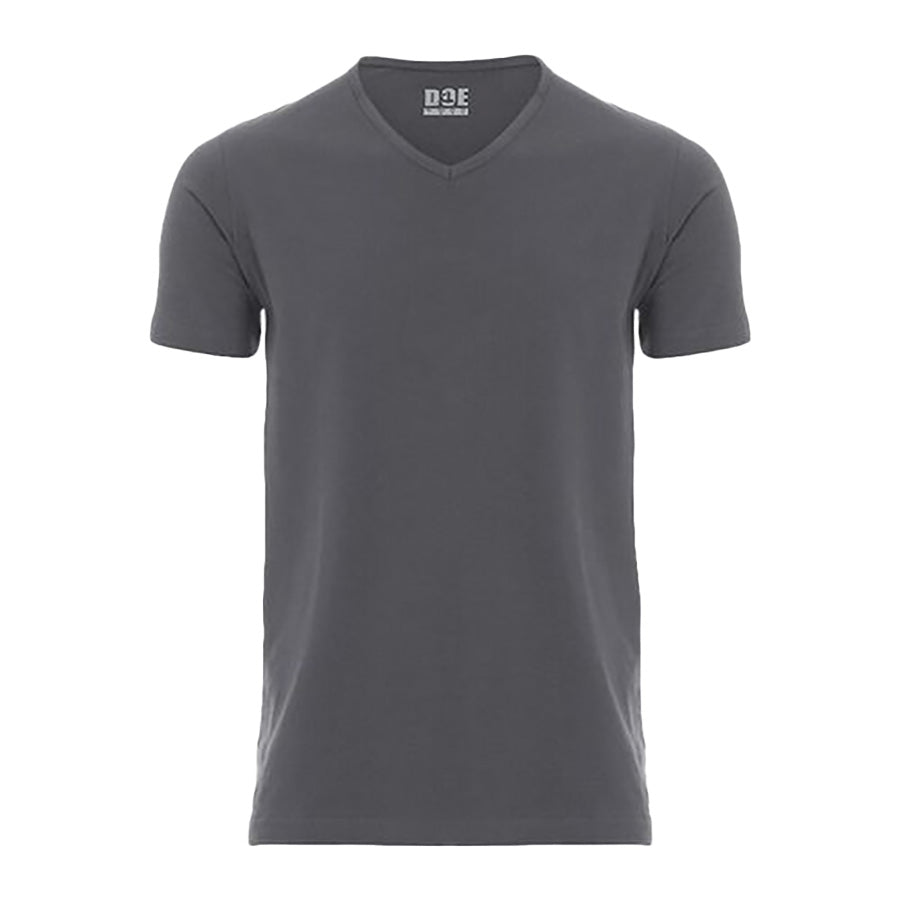 Cotton V-neck T-shirt- Dark Grey