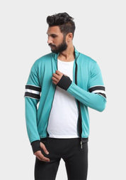 Emerald High Collar Striped jacket