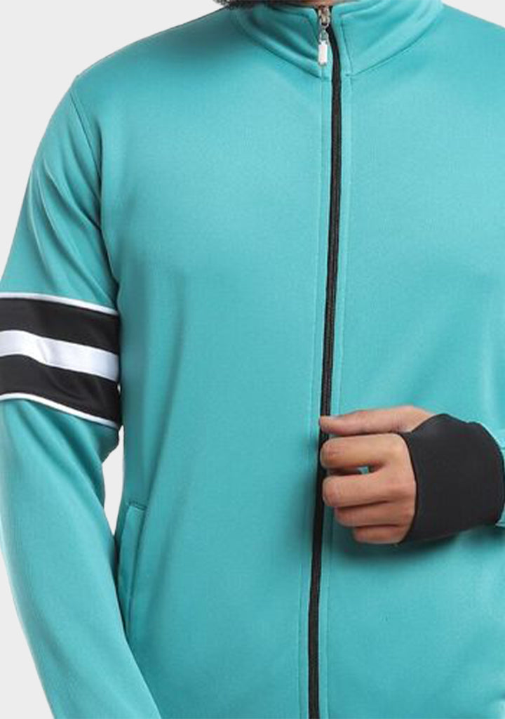 Emerald High Collar Striped jacket