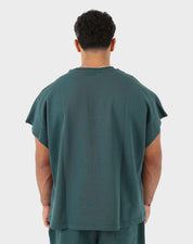 Teal green Viga Box Fit Tank Top — back view