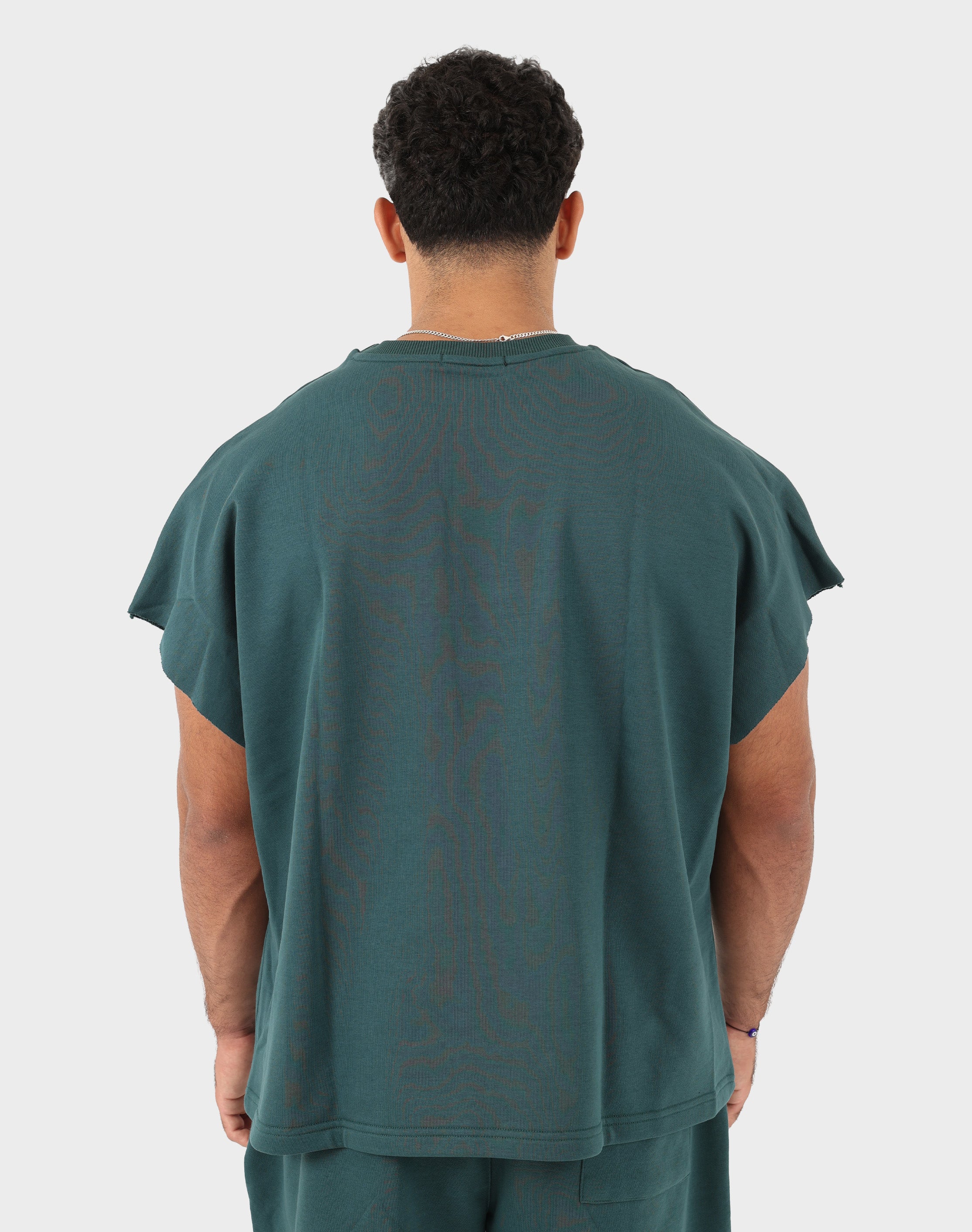 Teal green Viga Box Fit Tank Top — back view