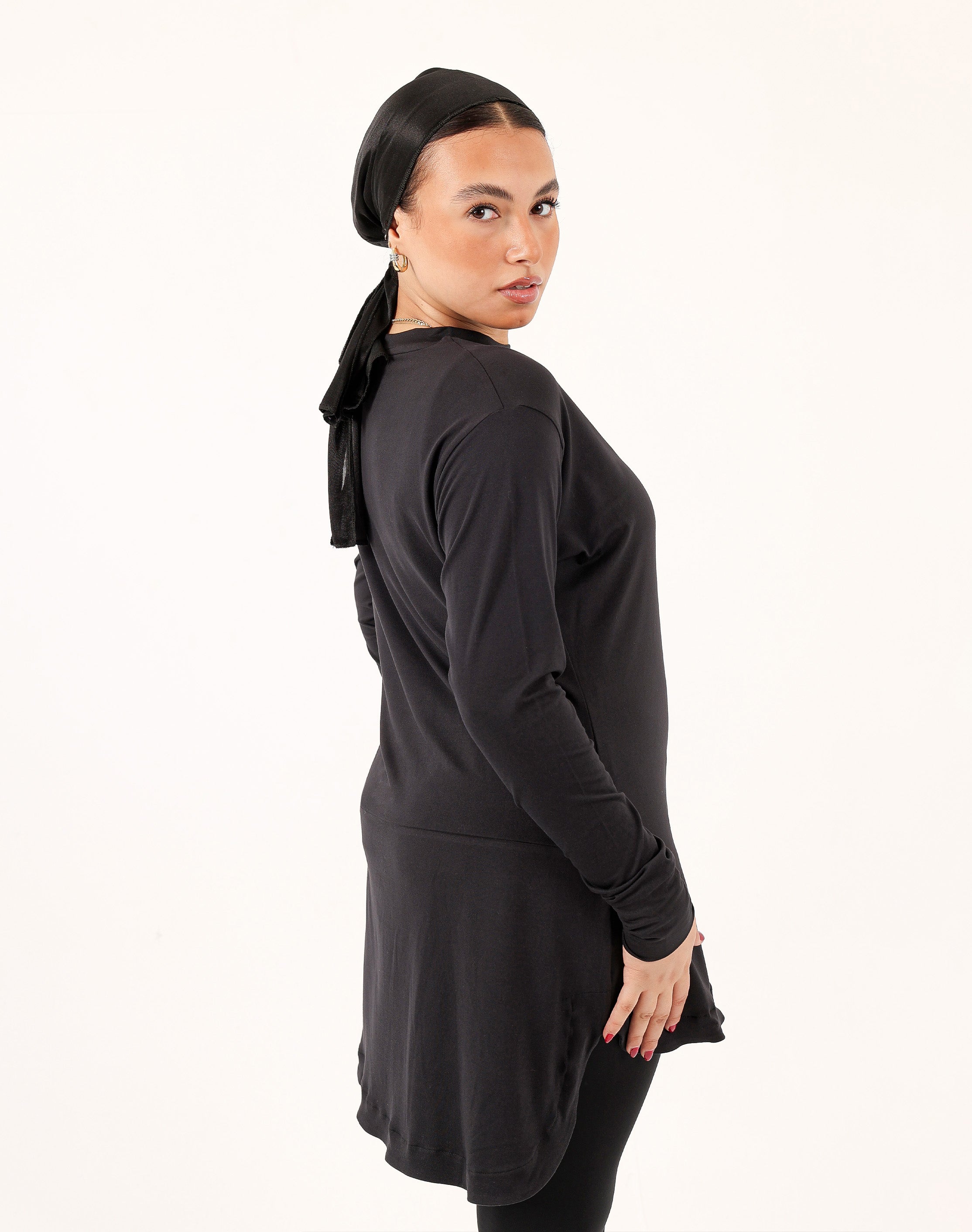 Black Doe Modest Flow Top — side view
