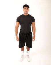 Black Viga Sculpt Tee — 4-way stretch muscle fit tee