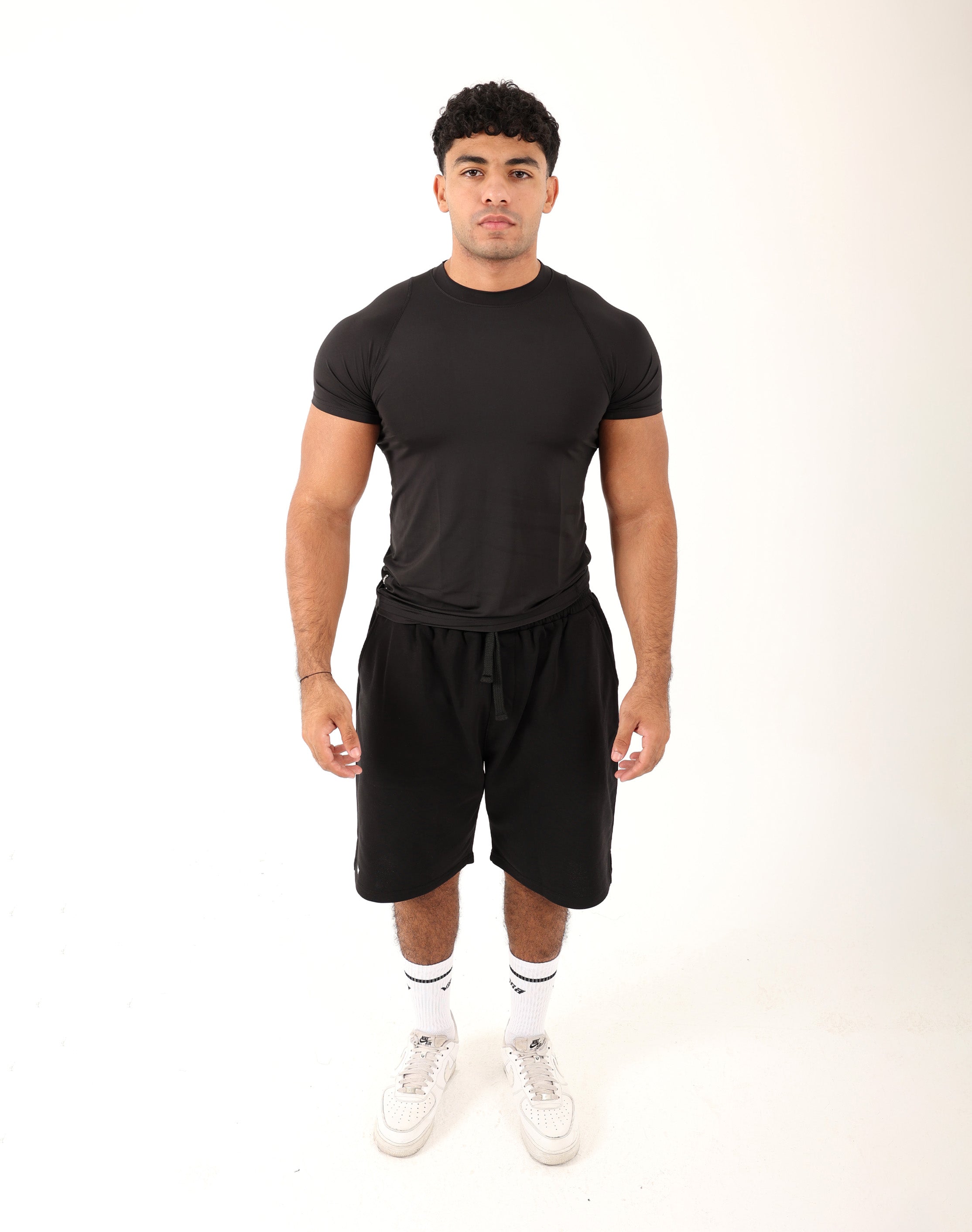 Black Viga Sculpt Tee — 4-way stretch muscle fit tee