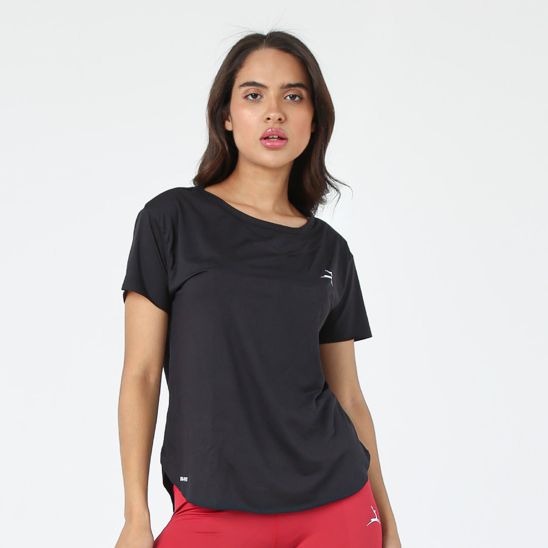 Doe Basic Lightweight Short Sleeve T-Shirt - front view, black