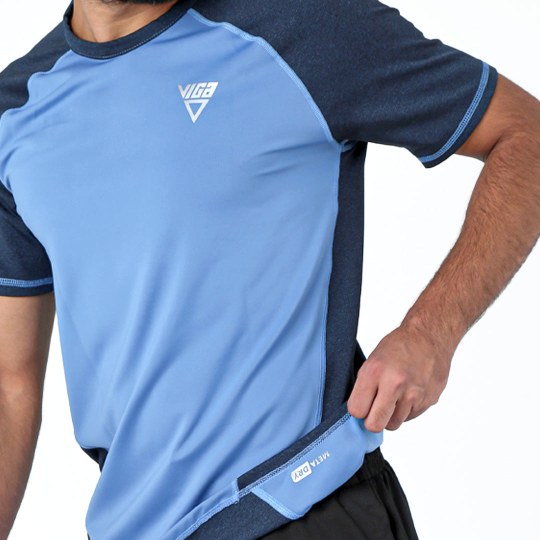 Double face Performance t-shirt - Aqua Blue