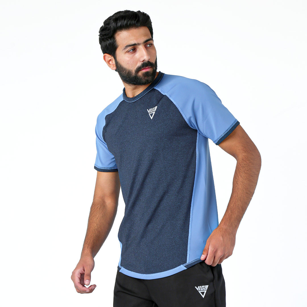 Double face Performance t-shirt - Aqua Blue